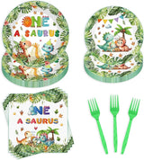 96 Pcs Oneasaurus Birthday Decorations for Boy Dinosaur 1st Birthday