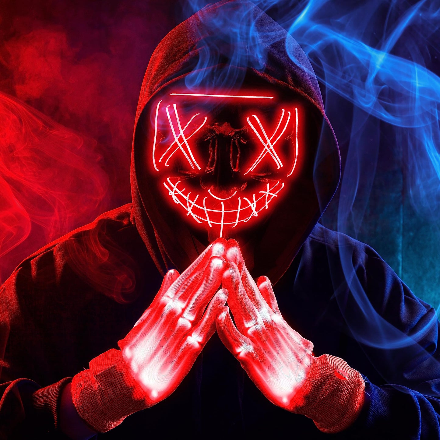 JOYIN Halloween Led Mask, Light Up Mask and Gloves for Cosplay Costume