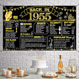 DARUNAXY 71st Birthday Black Gold Party Decoration, Back in 1955