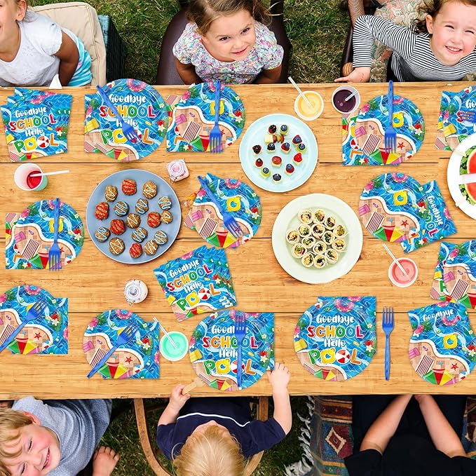 100 Pcs Pool Party Decoration for Goodbye School Hello Pool Paper