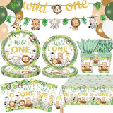 222 PCS Wild One Birthday Decorations Jungle Safari Baby Shower