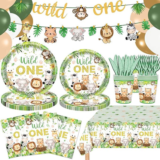 222 PCS Wild One Birthday Decorations Jungle Safari Baby Shower