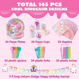 145 Pcs Unicorn Birthday Party Supplies with Unicorn Banner for