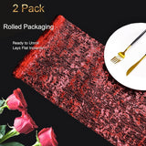 Snowkingdom 2Pcs Red Table Runner Roll Sequin Glitter Metallic Foil