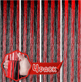 Voircoloria 4 Pack 3.3x8.2 Feet Red and Black Foil Fringe Backdrop