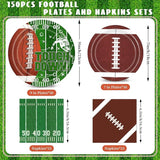 Football Plates and Napkins 150Pcs Football Party Supplies Kit