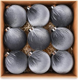 Velvet Ornaments for Christmas Tree Decorations - Gray Xmas Ball