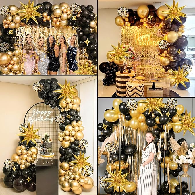 Black and Gold Balloon Arch Kit 117 PCS, Gold and Black Party