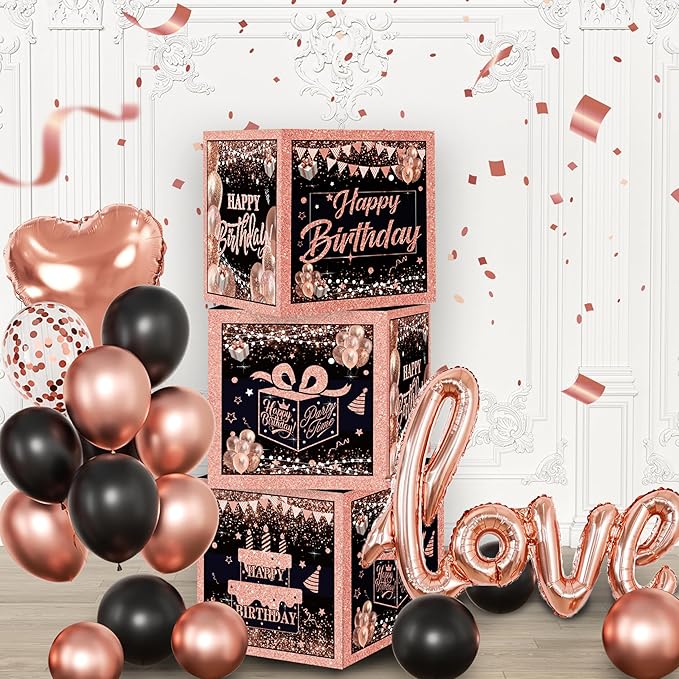 Rose Gold Birthday Party Decorations Kit for Women 4pcs birthday