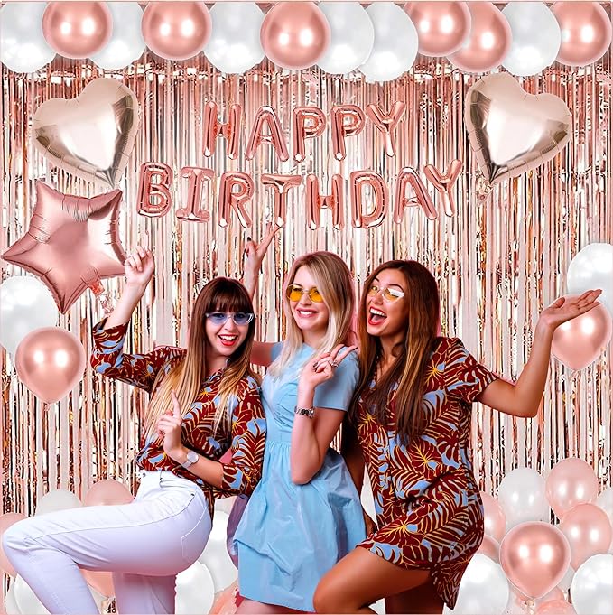 Rose Gold Birthday Party Decorations Kit 50 Piece Set Happy Birthday