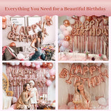 VIDAL CRAFTS 71 Piece Rose Gold Birthday Decorations for Women Party