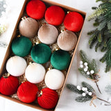 Velvet Christmas Balls Ornaments for Tree - 15pcs Shatterproof