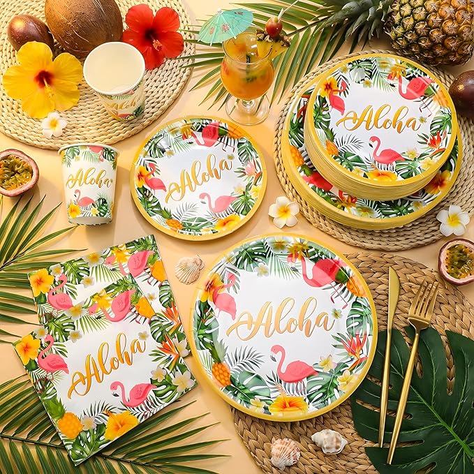 200 Pcs Tropical Hawaii Aloha Party Supplies Serve 50 Guests Luau