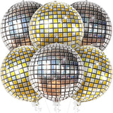 KatchOn, Silver and Gold Disco Ball Balloons -22 Inch, Pack of 6 | 4D