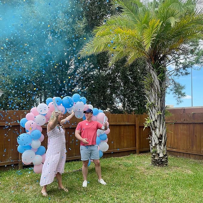 PrimePure Gender Reveal Confetti Cannon - Biodegradable Powder &