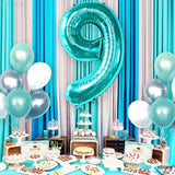 KatchOn, Giant Aqua Blue Number 9 Balloon - 40 Inch | Foil 9 Birthday