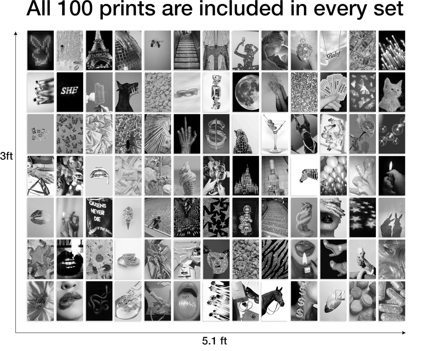 Y2K BOO Trendy & Classic Black & White Aesthetic Wall Collage Kit –