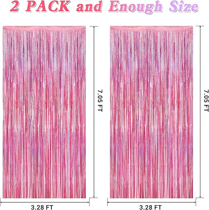 2 Pack Glitter Pink Backdrop, 3.28 FT x 7.05 FT Birthday Party