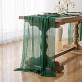 Keketoarrange 3pcs Emerald Green Table Runner Cheesecloth Gauze 120