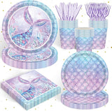 120PCS Mermaid Themed Party Supplies for Girls Baby Shower Under the