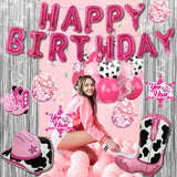 Disco Cowgirl Birthday Party Decorations - 105PCS Pink Decorations