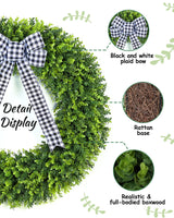 Vlorart 32" Faux Round Boxwood Wreath, Artificial Large Boxwood Wreath