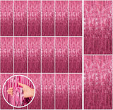 20 Pack Pink Backdrop Decorations - Tinsel Curtain Party Backdrop