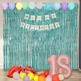 4 Pack 3.3 ft x 6.6 ft Wavy Aqua Teal Blue Tinsel Foil Fringe