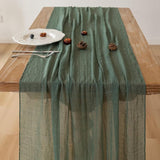 Keketoarrange Forest Green Table Runner Gauze Rustic Cheesecloth 120