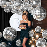 KatchOn, Silver Disco Ball Balloons - 32 Inch, Pack of 20 | Shiny