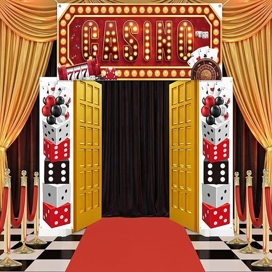 4 Pcs Casino Night Entryway Party Banner Decorations Casino Night