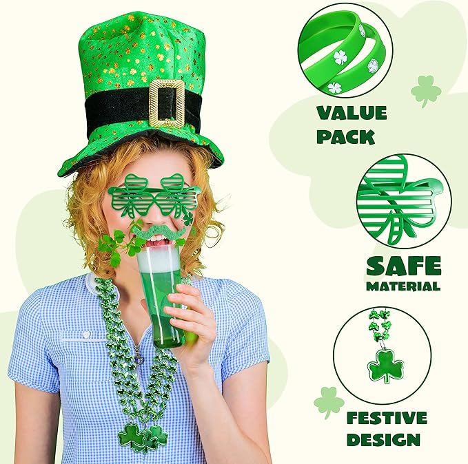 144 PCS St Patrick's Day Party Favor Accessories with 12 Green