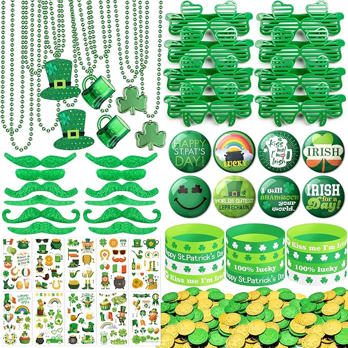 188Pcs St Patrick's Day Accessories Party Favor Set Necklaces