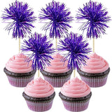 Gyufise 30Pcs Foil Firework Cupcake Toppers Sparkle Tinsel Cake #14