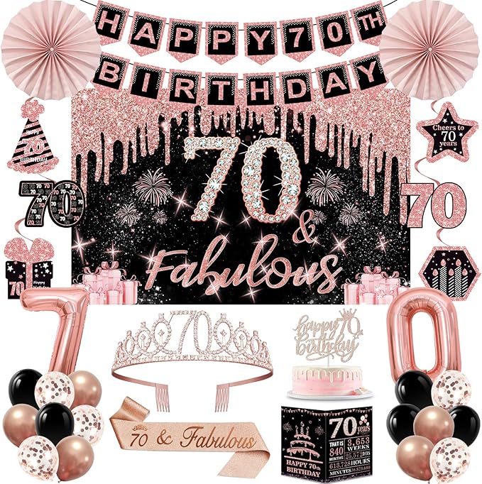 70th Birthday Decorations for Women 32PCS 70th Birthday Party