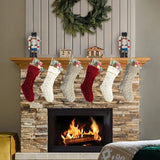 Christmas Stockings, 20 Inch Burgundy, Ivory, Khaki Cable Knit