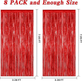 8 Pack Red Backdrop, 3.28 FT x 7.05 FT Streamer Party Decorations,