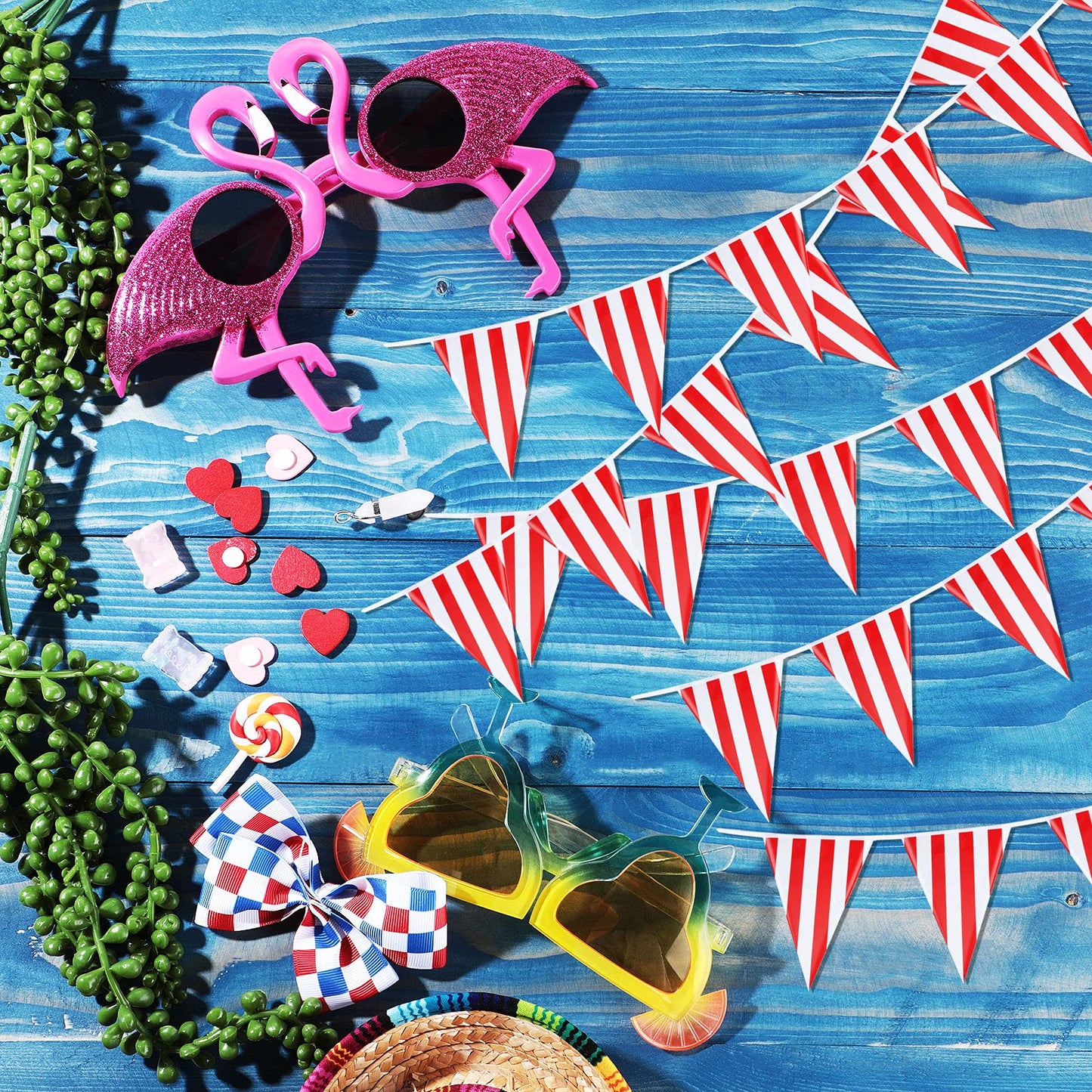 8 Sets 256 ft 160 Pieces Carnival Circus Bunting Banner Red and White