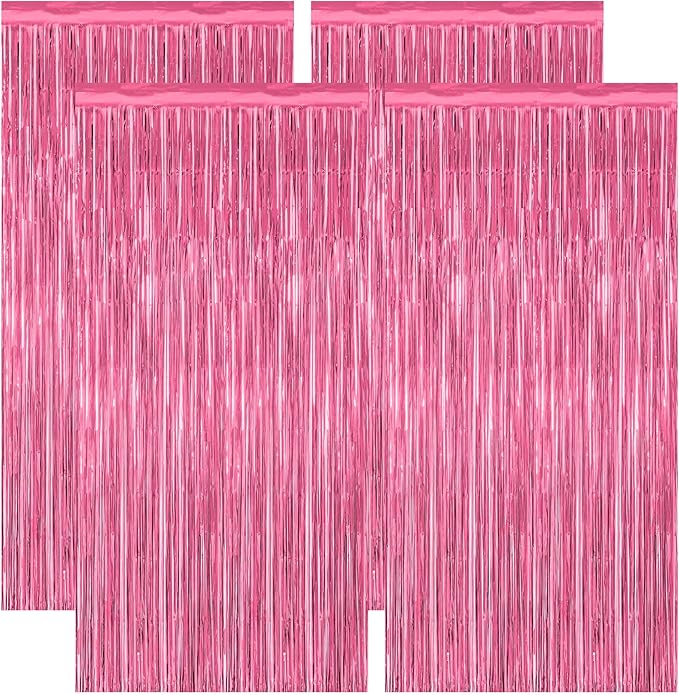 4 Pack Birthday Decorations, 3.28 FT x 7.05 FT Pink Backdrop,
