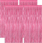 4 Pack Birthday Decorations, 3.28 FT x 7.05 FT Pink Backdrop,