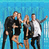 2 Pack 3.2ft x 8.2ft Blue Foil Fringe Curtains Photo Backdrop Party