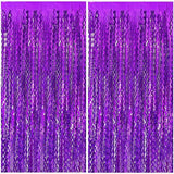 2 Pack Purple Backdrop Tinsel Foil Fringe Curtains Sparkle Metallic