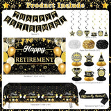 Retirement Party Decorations for Men Women 109Pcs Black Gold Happy