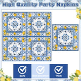 G1ngtar 96Pcs Capri Lemon Blue Tiles Yellow Lemon Summer Citrus Fruit