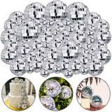 108 PCS Disco Ball Cake Ornaments Reflective Mirror Ball 70s Themed