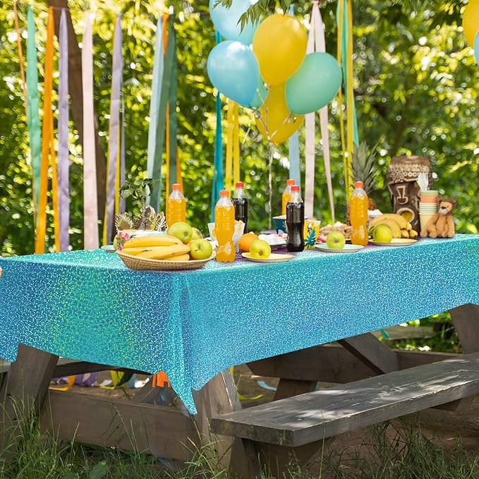 4pcs Blue Holographic Laser Tablecloths 40" x 108" Plastic Table