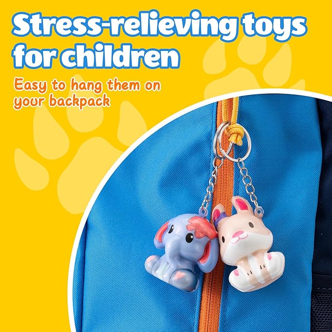 Party Favors for Kids 24PCS Safari Animal Cute Squishy Keychains