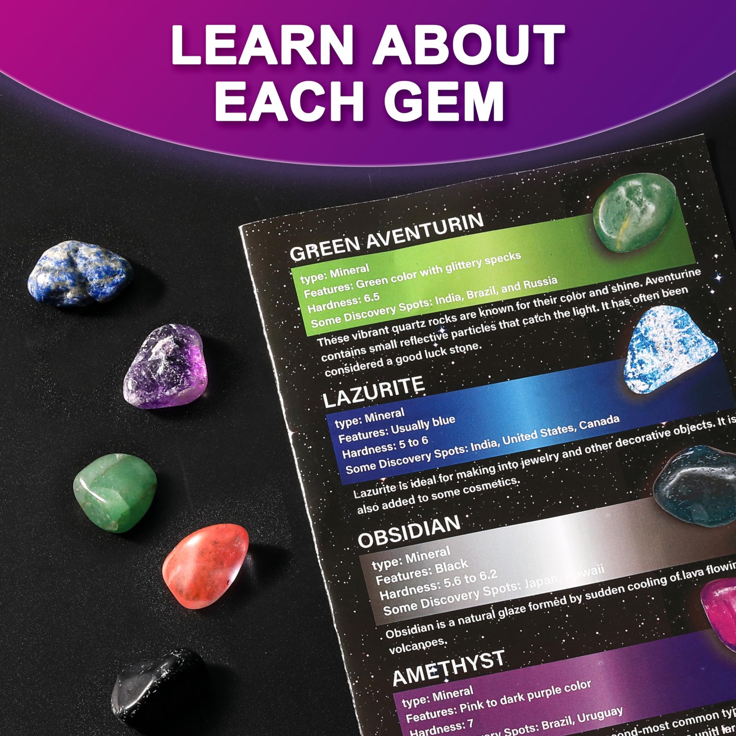 Galaxy Sensory bin, Gemstone Dig Kit,Galaxy Excavation Gem Kit with 5