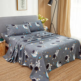 JSD Grey Astronaut Kids Sheet Set Full Size, 4 Piece Boys Space