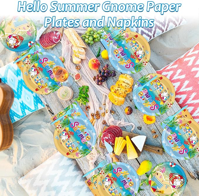 96 Pcs Hello Summer Beach Party Plates Napkins Tableware Set End of